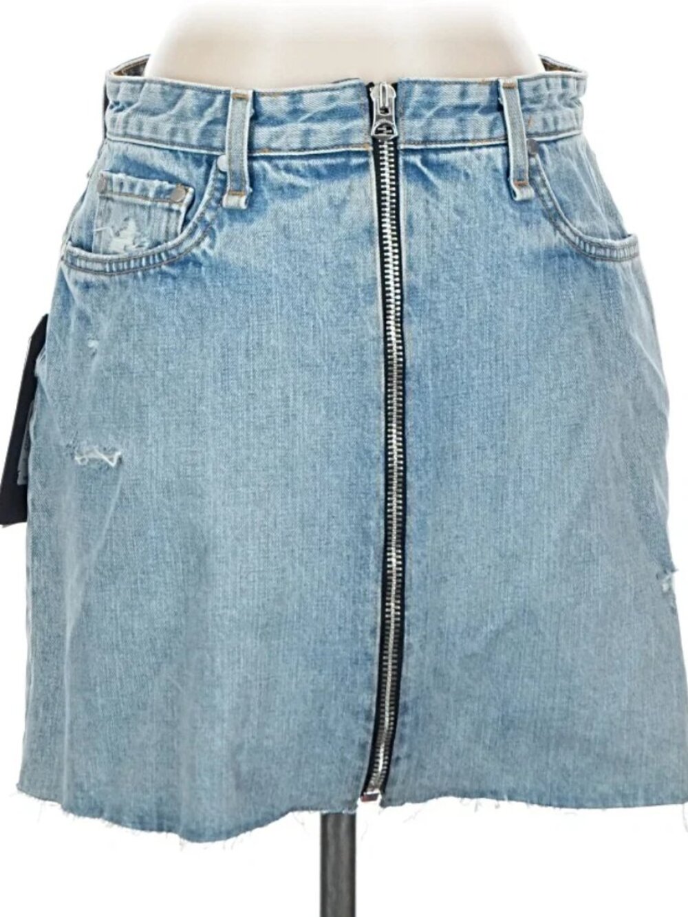 NWT Rag & Bone Mandy Anna Cotton Zip Front Mini Blue Denim Skirt Size 27